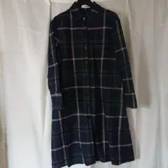 絵衣美様専用*ネイビー チェック柄 長袖 シャツワンピース 羽織り