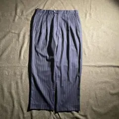 90s イタリア製　ウール　レーヨン　2タックワイドストライプスラックス