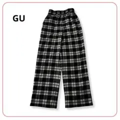 良品 GU ジーユー カジュアルパンツ チェック 白黒 ウエストゴム レディースのサムネイル