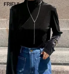 FRIFLU ブラック タートルネック トップス