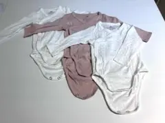 H&M ロンパース　肌着　長袖　無地　ドット柄3枚セット