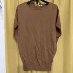 UNIQLO ブラウン 半袖ニット S ドルマンスリーブ　美品