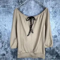 バーバリーブルーレーベル オフショルダー チェックリボン ニット ホースロゴ