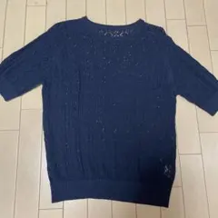 cecile 半袖ニット ネイビー
