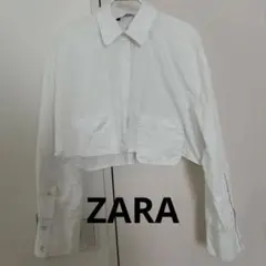 ZARA クロップド丈 長袖シャツ ホワイトのサムネイル
