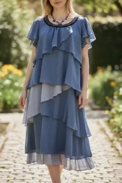axes femme アクシーズファム ティアードシフォンワンピース M ドレスのサムネイル
