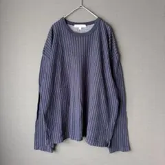 【美品】アーバンリサーチ ピンストライプ ロングTシャツ カットソー L 紺のサムネイル