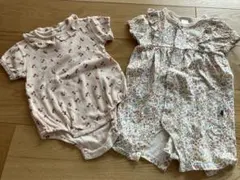 futafuta さくらんぼ柄ロンパース・花柄カバーオール