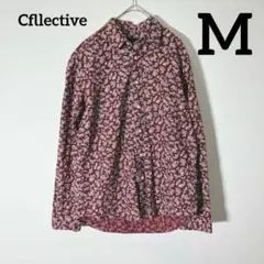 【極美品】Cfllective Mサイズ　シャツ　えんじ　ペイズリー柄　勾玉模様