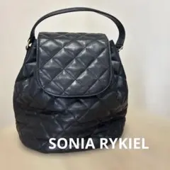 ソニアリキエル　巾着 トート キルティング レザー ブラック ゴールド金具