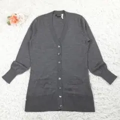 美品◎ブルックス ブラザーズ ロングカーディガン グレー M ウール100％