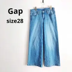ギャップ▶ワイドデニムパンツ ライトブルー ポケットあり サイズ28のサムネイル