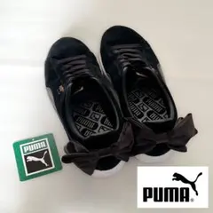 PUMA 美品！ブラック リボン付きハイカットスニーカー インヒール