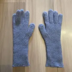 新品！スリーコインズ ブルーグレー ニット手袋 リブ編み