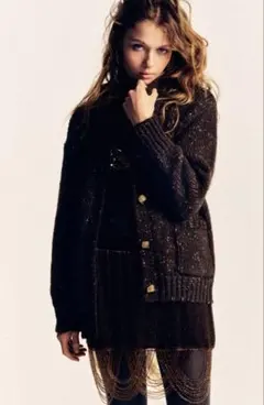 ZARA オーバーサイズピンチニットカーディガン