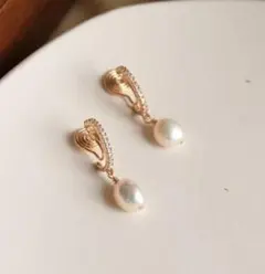淡水 バロック パール イヤリング 揺れる 上品 痛くない 真珠 新品 卒業式
