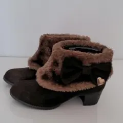 可愛いお洒落　茶色ブーツ　20センチ　キッズ　女の子　ブラウン　ハート