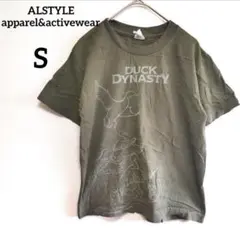​【レア】カモ・鳥柄 アニマル Tシャツ カーキ S 緑 アースカラー 深緑のサムネイル