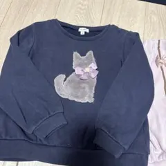 エニィファム　ネコ　モチーフ　裏起毛トレーナー