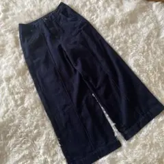 デニム　ワイドパンツ　センタープレス　低身長