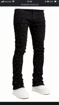 ラインストーンスリムフィットジーンズ　guapi似