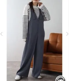 BONJOUR SAGAN フロントジップVネックストレッチサロペット