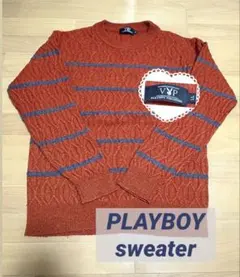 PLAYBOY プレイボーイ　オレンジ　朱色　ニットセーター　古着　used