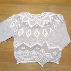 AZUL　幾何学模様ニットセーター グレー 長袖