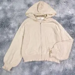 tocco closet【M】ジップアップニットパーカー　ベージュ　秋冬