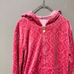 キュービックカンパニー　フルジップパーカー(M〜L)ベロア風　ピンク総柄
