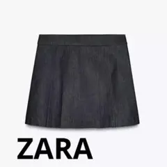 【美品】zara ボックスプリーツスコート　インディゴブルー