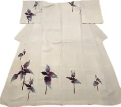 【i10113】着物 訪問着・付下 袷 正絹 グレー 紫 対象身長～157cm