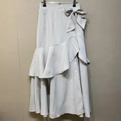 Pumpkin Port スリットウエストリボン フリルロングスカート