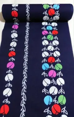 新品 綿 浴衣 反物 紺地 白 ひょっとこ ひょうたん 瓢箪 幅広 - メルカリ