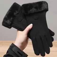 ✨最終値下げ 新品 ファー付き手袋 レディース タッチスクリーン手袋 防寒 起毛
