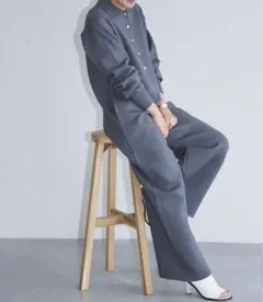 美品 ウィルフリー ボリュームジップ オールインワン グレー 