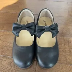 キャサリンコテージ　リボン付き黒フォーマルシューズ　20cm