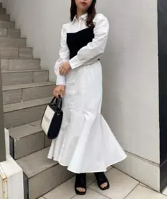 NICE CLAUPニットビスチェ+マーメイドシャツワンピース　セット