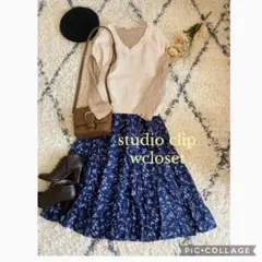 ★スタディオクリップ　花柄　リネン100%スカートコーデ　3点セット