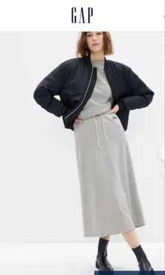 GAP ギャップ ミニGAPロゴマキシスカート ライトグレー L