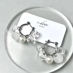 NO.1340 鈴丸ビーズのフープピアス