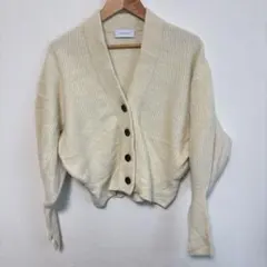 アイボリー リブ編み カーディガン