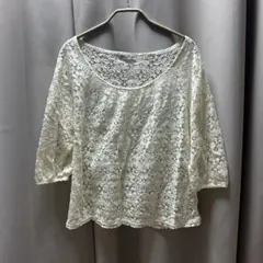 earth music&ecology 花柄レース 五分袖トップス