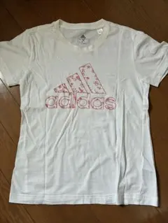adidas 花柄ロゴ Tシャツ ホワイト