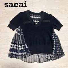 sacai ドッキングニット ブラック 2 総柄 プリーツ ブラウス sacai ドッキングニット ブラック 2 総柄 プリーツ ブラウス - メルカリ