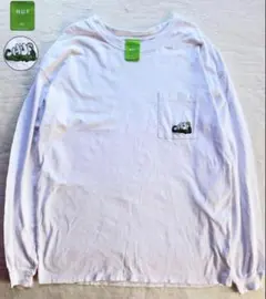 HUF 20周年記念 XL ホワイト　ロングスリーブ　Tシャツ　龍　刺繍