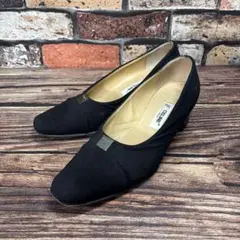 【良品】Celine セリーヌ（22.5cm）パンプス ローヒール ブラックのサムネイル