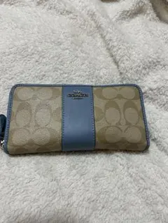 Coach 長財布 ベージュ ブルー