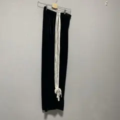 Dazy ベロア サイドライン ワイドパンツ ブラック L ウエストゴム リボン