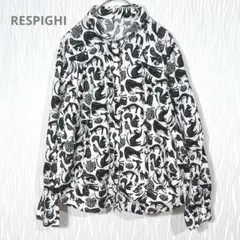 （レスピーギ）日本製 アニマル柄 長袖シャツ ブラウス 38 M 総柄 個性的